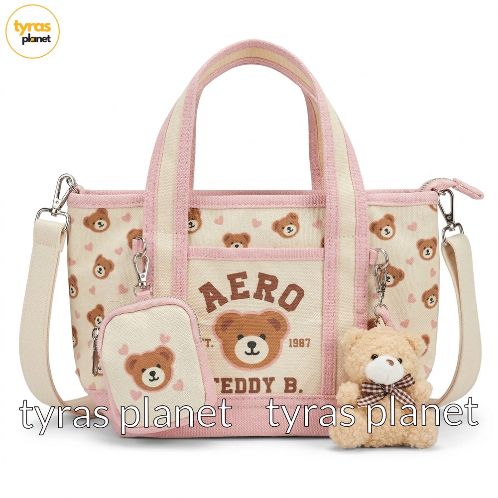 Aeropostale Teddy Bear Hearts Mini Tote Coin Purse Bear Aero Charms